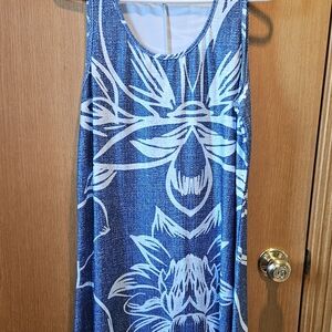 Blue Floral Sleeveless Mini Dress